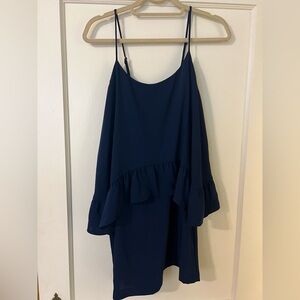 Amanda Uprichard Blue Mini Dress with Ruffle